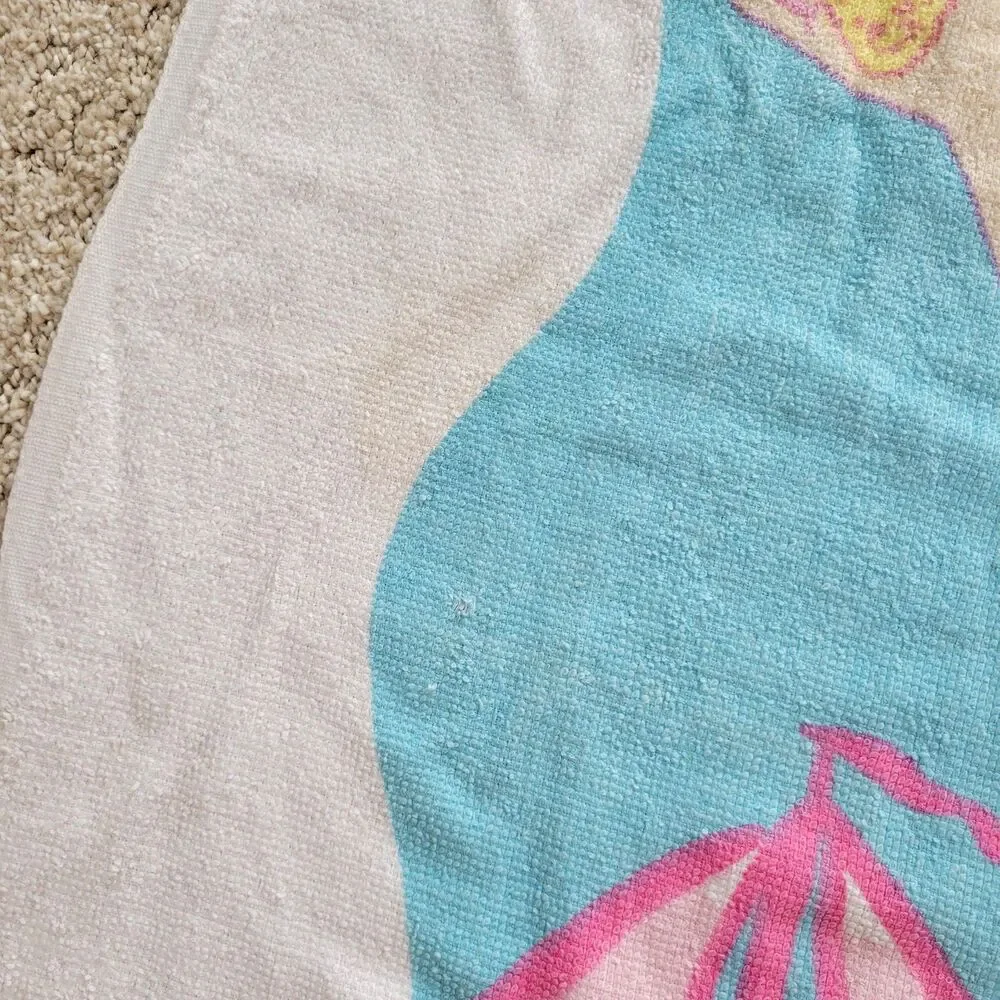 Vintage Y2K Mattel Barbie Beach Bath Towel Summer 2000 Boat Fish 90s Retro 28x52